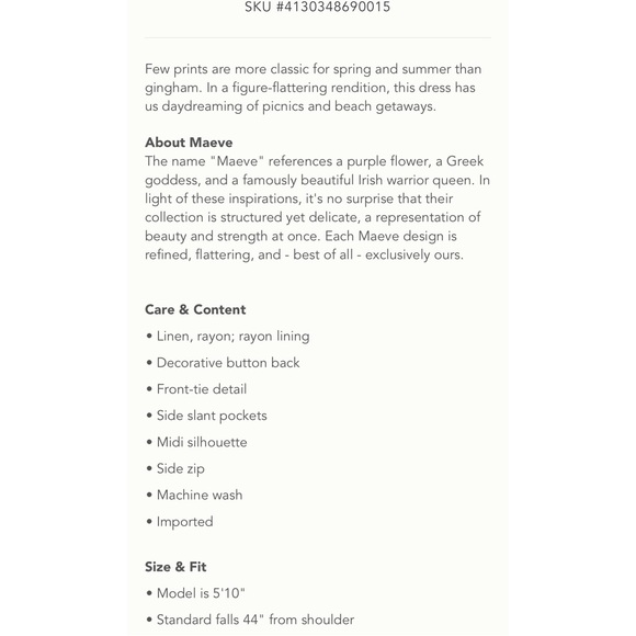 Anthropologie Maeve Greta Gingham Midi Dress - Picture 3 of 13